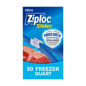 �W�b�v���b�N �X���C�_�[ �t���[�U�[�ۑ��o�b�O �p���[�V�[���h ��0.95L 50�� Ziploc Brand Slider Freezer Bags, School Supplies, Quart Food Storage Bags, 50 Count �y�����񂹏��i�z
