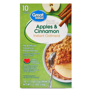 yAJEH}[gizO[go[ AbvVi CX^gI[g~[ 35g×10ܓ Great Value Apples & Cinnamon Instant Oatmeal, 1.23 oz, 10 Count y񂹏iz