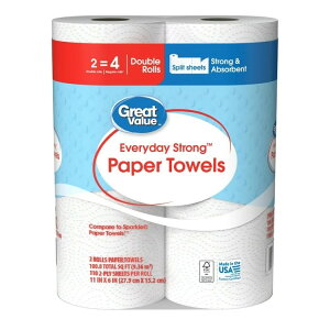 yAJEH}[gizO[go[ GufCXgO y[p[^I XvbgV[g 2[ _u Xp[Ni Great Value Everyday Strong Paper Towels, Split Sheets, 2 D