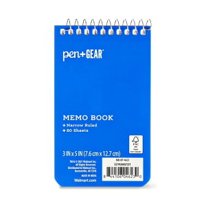 yAJEH}[gizyAhMA  7.6×12.7cm i[r 80 u[ y[p[\ 1 Pen+Gear Memo Book, 3x5, Narrow Ruled Notebook, 80 Sheets, Blue Paper Cover, 1 Count y񂹏iz
