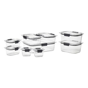 yAJEH}[gizo[Ch uAX ۑe gC^ 18_Zbg BPAt[ Rubbermaid Brilliance Food Storage Containers, 18 Piece Set, Leak-Proof,Clear Tritan Plastic y