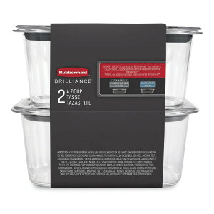 【アメリカウォルマート品】ラバーメイド ブリリアンス 汚れにくい保存容器 中サイズ 約1.1L 2個セット Rubbermaid Brilliance 4.7 Cup Medium Stain-Proof Food Storage Container, Set of 2 【お取り寄せ商品】