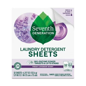 セブンスジェネレーション 洗濯洗剤シート ラベンダー 64回分 Seventh Generation Laundry Detergent Sheets, Lavender, 64 Loads 【お取り寄せ商品】