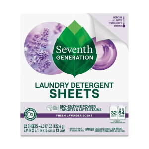 �Z�u���X�W�F�l���[�V���� �����܃V�[�g ���x���_�[ 64�� Seventh Generation Laundry Detergent Sheets, Lavender, 64 Loads �y�����񂹏��i�z