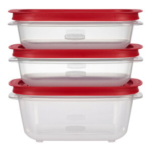 【アメリカウォルマート品】ラバーメイド イージーストア 長方形コンテナ 約840mL×2個・約1.25L×1個セット 蓋付き食品保存容器 3個パック Rubbermaid 3.57-Cup (2) and 5.26-Cup EasyStore Rectangle Containers,Foo
