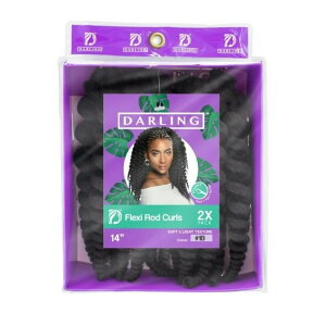 �_�[���� �t���L�V���b�h�J�[�� �N���V�F�w�A 2�p�b�N 14�C���` �J���[1B Darling Flexi Rod Curls Crochet Hair 2X Pack, 14 inch, #1B, Female, Adult �y�����񂹏��i�z