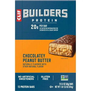 �N���t�r���_�[�Y �v���e�C���o�[ �`���R���[�g�s�[�i�b�c�o�^�[���� 12�{�� CLIF BUILDERS Protein Bars, Chocolatey Peanut Butter Flavor, Gluten Free Bars, 12ct �y�����񂹏��i�z