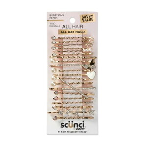 �X�N���`�o�C�R���G�A�[ �{�r�[�s�� �S�[���h 20�{ Scunci Value Pack Bobby Pins, Gold, 20 Count �y�����񂹏��i�z