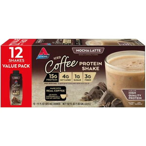 �A�g�L���X �v���e�C�� �V�F�C�N ���J���e 325ml 12�{ Atkins Protein Shake, Mocha Latte, Keto Friendly, Gluten Free, 12 Ct �y�����񂹏��i�z