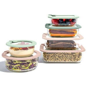 yAJEH}[gizxgS[ KXVOl`[ t[hXg[W 12_Zbg fU[gZ[W Bentgo Glass Signature Glass Food Storage (12-Piece Set) - Desert Sage y񂹏iz
