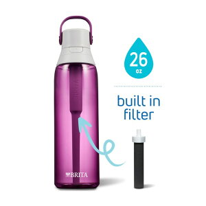 �u���^ �v���~�A�� �v���X�`�b�N �򐅃E�H�[�^�[�{�g�� �I�[�L�b�h 770ml �X�g���[�t�� Brita 26oz Premium Plastic Filtered Water Bottle, Orchid, Leak Proof BPA Free with Straw �y�����񂹏��i�z