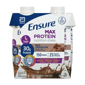 �G���V���A �}�b�N�X �v���e�C�� �V�F�C�N �~���N�`���R���[�g 330ml 4�{ Ensure Max Protein Shake, 30g Protein, Milk Chocolate, 11 fl oz, 4 Pack �y�����񂹏��i�z