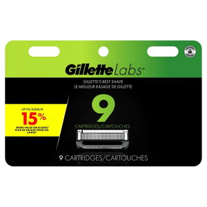 �W���b�g ���{ �����Y�J�~�\���֐n �p���P�A�o�[�t�� �O���[�� 9�Z�b�g Gillette Labs Men's Razor Blade Refills with Exfoliating Bar, Green, 9 Refills �y�����񂹏��i�z