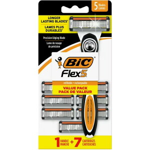 �y�|�C���gUP��2��20��-�z�r�b�N �t���b�N�X5 �����Y�֐n���J�~�\�� 5���n �{��1�{ �֐n7�� �u���b�N BIC Flex 5 Refillable 5 Blade Manual Razors for Men, 1 Handle and 7 Cartridges, Black �y�����񂹏��i�z