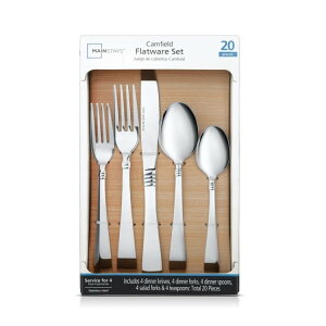 yAJEH}[gizCXeCY 20s[X XeXX`[ JtB[h tbgEFAZbg Mainstays 20-Piece Stainless Steel Camfield Flatware Set y񂹏iz