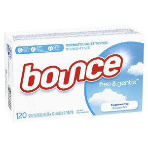 【アメリカウォルマート品】バウンス フリー&ジェントル ファブリックソフナードライヤーシート 無香料 120枚入り Bounce Free & Gentle Fabric Softener Dryer Sheets, Unscented, 120 Count 【お取り寄せ商品