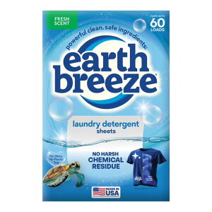 �A�[�X�u���[�Y ��h���� �����܃V�[�g �t���b�V���̍��� �j�I�C�΍� 60�� Earth Breeze Hypoallergenic Laundry Detergent Sheets, Fresh, Odor Fighting, 60 Loads �y�����񂹏��i�z