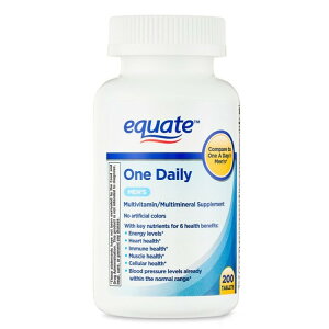 Equate One Daily Men's �}���`�r�^�~��/�}���`�~�l�����T�v�������g 200�^�u���b�g Equate One Daily Men's Multivitamin/Multimineral Supplement Tablets, 200 Count �y�����񂹏��i�z