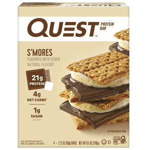 �N�G�X�g �v���e�C���o�[ �X���A 4�{�� Quest Protein Bar, Smores, 20g Protein, Gluten Free, 4 Count �y�����񂹏��i�z