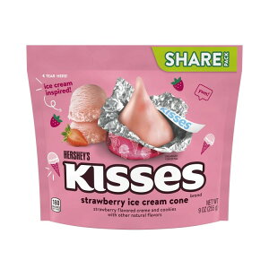 yAJEH}[gizn[V[Y LbX Xgx[ACXN[R[ 255g Hershey's Kisses Strawberry Ice Cream Cone Flavored Candy, Share Pack 9 oz y񂹏iz