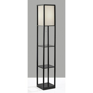 �y�E�H���}�[�g�u�����h�z���C���X�e�C�Y �V�F���t�t�t���A�����v ��157cm �u���b�N �z���C�g�V�F�[�h Mainstays 62inch Plastic Black Shelf Floor Lamp, Sustainable White Fabric Shade ,Modern �y�����񂹏��i�z