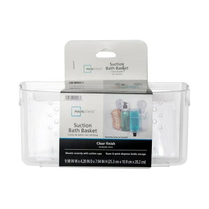 �y�E�H���}�[�g�u�����h�z���C���X�e�C�Y �z�Վ� �o�X�P�b�g �N���A �Ǌ|�� �H��s�v Mainstays Clear Wall-Mounted Suction Bath Basket, Easy to Install, No Tools Needed �y�����񂹏��i�z