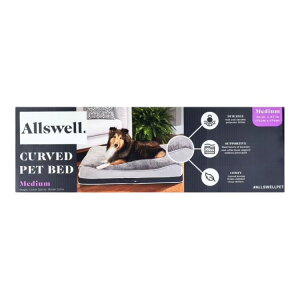 �I�[���X�E�F�� �y�b�g�x�b�h �N�b�V�����t�� ��^ �O���[ Allswell Premium Curved Large Pet Bed with Plush Topper, Gray �y�����񂹏��i�z