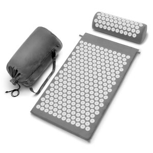 �V���@�� �w���}�b�g�E���Z�b�g ��73.7×41.9cm �o�b�O�t�� �O���[�E�z���C�g Sivan 29 x 16.5 Inch Acupressure Mat & Pillow Set Bag, Gray/White �y�����񂹏��i�z
