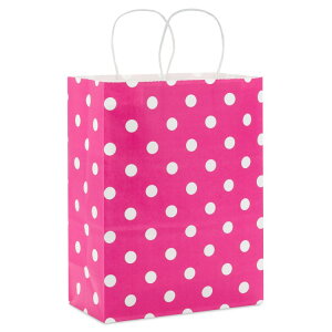 �z�[���}�[�N ���[�W�M�t�g�o�b�O �z�b�g�s���N �|���J�h�b�g�� Hallmark Large Gift Bag (Polka Dots on Hot Pink) �y�����񂹏��i�z