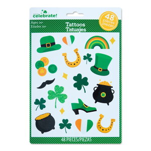 �y�E�H���}�[�g�u�����h�z�E�F�C�g�D�Z���u���[�g �^�g�D�[�V�[�� 48�� Temporary Tattoos, 48 Pieces, St. Patrick's Day by Way To Celebrate �y�����񂹏��i�z