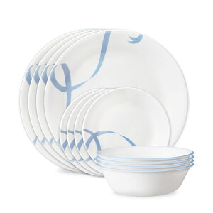 �R���[�� �u���[���{���Y �K���X�H�� 12�_�Z�b�g 4�l�p Corelle Blue Ribbons 12-Piece Glass Dinnerware Set (Service for 4) �y�����񂹏��i�z