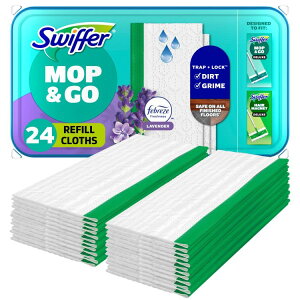 �X�E�B�b�t�@�[ �X�C�[�v�{���b�v ���p�E�F�b�g�����V�[�g ���x���_�[�̍��� 24�� Swiffer Sweep + Mop, Wet Pads Refill, Floor Cleaner, Cleaning Cloths, Lavender, 24 Count �y�����񂹏��i�z