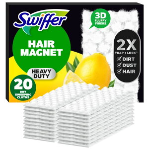 �X�E�B�b�t�@�[ �w�A�}�O�l�b�g ���ϋv�|���|���p�����V�[�g �������̍��� 20�� Swiffer Hair Magnet, Heavy Duty Sweeping Cloth Refills, Lemon, 20 Count �y�����񂹏��i�z