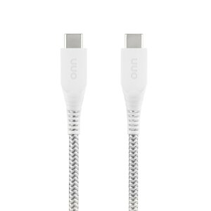 �I�� USB-C to USB-C�҂ݍ��݃P�[�u�� ��1.8m �z���C�g onn 6ft USB-C to USB-C Braided Charging Cable, Fast Charging, USB-IF Certified, White - �y�����񂹏��i�z