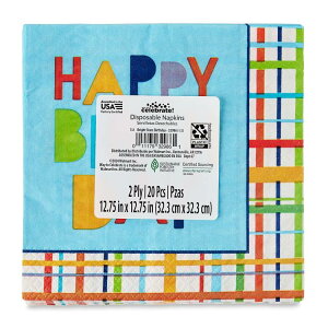�y�|�C���gUP��1��-11��2���z�y�E�H���}�[�gPB�z�E�F�C�g�D�Z���u���[�g �y�[�p�[�i�v�L�� ��32cm �}���`�J���[ 20�� 12.75inch x 12.75inch Disposable Multicolor Happy Birthday Paper Napkins, 20 Pieces, by �y�����