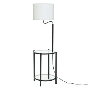 �y�E�H���}�[�g�u�����h�z���C���X�e�C�Y �G���h�e�[�u���t�t���A�����v ��137cm �u���b�N �z���C�g�V�F�[�h Mainstays Glass End Table Floor Lamp with White Shade, Matte Black, 17inchL x 17inchW x �y������
