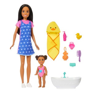 �o�[�r�[ �X�L�b�p�[ �x�r�[�V�b�^�[ �l�`2�́E�o�X�^�u�E����6�_ Barbie Skipper Babysitters Doll, Toddler, Bathtub & 6 Accessories �y�����񂹏��i�z