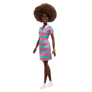 �o�[�r�[ �t�@�b�V���j�X�^ �l�`247 �s���N���O���[���ȃ����s�[�X 3�Έȏ� Barbie Fashionistas Doll #247 in Pink-Green Striped Dress �y�����񂹏��i�z