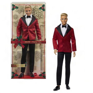 �o�[�r�[ �V�O�l�`���[ 2026 �z���f�[ �P�� �u�����h ���b�h�W���P�b�g Barbie Signature 2026 Holiday Blonde Ken Doll in Red Suit �y�����񂹏��i�z