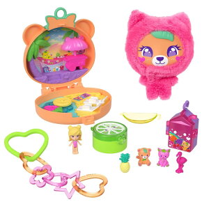 �|�[���[�|�P�b�g �v���b�V�[�x�A �R���p�N�g�h�[���E�L�[�`�F�[���Z�b�g 4�Έȏ� Polly Pocket Plushie Bear Compact Doll & Keychain Playset, Ages 4+ �y�����񂹏��i�z