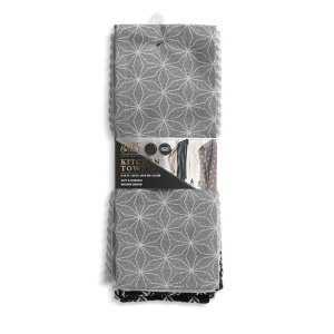 �^�C�����e�[�u�� �L�b�`���^�I�� ���� �O���[ 4�� Thyme & Table Kitchen Towels, Gray Star, 4 Pack Set �y�����񂹏��i�z