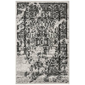 �T�t�@���B�G �A�f�B�����_�b�N �]�[�C �r���e�[�W���G���A���O ��0.76×1.22m �V���o�[�E�u���b�N SAFAVIEH Adirondack Zoey Distressed Area Rug, Silver/Black, 2 Feet 6 Inch x 4 Feet �y�����񂹏��i�z