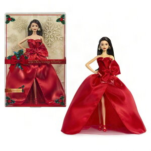 �o�[�r�[ �V�O�l�`���[ 2026 �z���f�[�l�` �_�[�N�u���E���w�A ���b�h�h���X Barbie Signature 2026 Holiday Doll, Dark Brown Hair and Red Gown �y�����񂹏��i�z