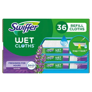 �X�E�B�b�t�@�[ ���b�v���S�[ ���p�E�F�b�g�����V�[�g ���x���_�[�̍��� 36�� Swiffer Mop & Go, Wet Pads Refill, Floor Cleaner, Cleaning Cloths, Lavender, 36 Count �y�����񂹏��i�z