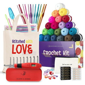 �n�[�X���n�[�o�[ �~�j�����j�҂݃Z�b�g �ю��E�����j�t�� 68�_ Hearth & Harbor Mini Crochet Set Kit With Yarn And Crochet Hook Set (68pc) �y�����񂹏��i�z