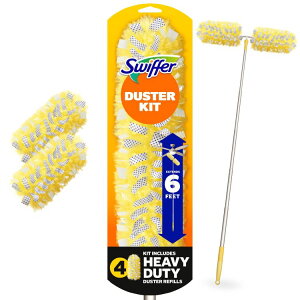 �X�E�B�b�t�@�[ �_�X�^�[ ���ϋv�X�^�[�^�[�L�b�g �Œ���1.83m �����p4�t�� Swiffer Duster Kit with 6 ft Super Extendable Handle, Heavy Duty Starter Kit with 4 Refills �y�����񂹏��i�z