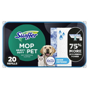 �X�E�B�b�t�@�[ ���b�v���S�[ ���ϋv�y�b�g�p�E�F�b�g�����V�[�g �L���΍� 20�� Swiffer Mop & Go Heavy Duty Pet Wet Refills, Odor Defense, 20 Count �y�����񂹏��i�z