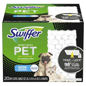 �X�E�B�b�t�@�[ �w�A�}�O�l�b�g ���ϋv�y�b�g�p�����V�[�g �L���΍� 20�� Swiffer Hair Magnet Heavy Duty Pet Refills, Odor Defense, 20 Count �y�����񂹏��i�z