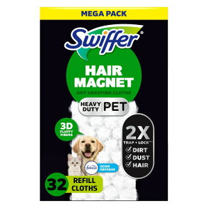 �X�E�B�b�t�@�[ �X�C�[�p�[ �y�b�g�p�}���`�T�[�t�F�X �h���C�����V�[�g 32�� Swiffer Sweeper Pet Dry Multi-Surface Cloth Refills for Floor Cleaning, 32 Count �y�����񂹏��i�z