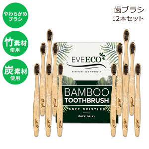 yő2000~OFFN[|zCGR ou[ Y uV lp \tg GR 12{Zbg EveEco Bamboo Toothbrush I Soft Bristles Best for Sensitive Gums